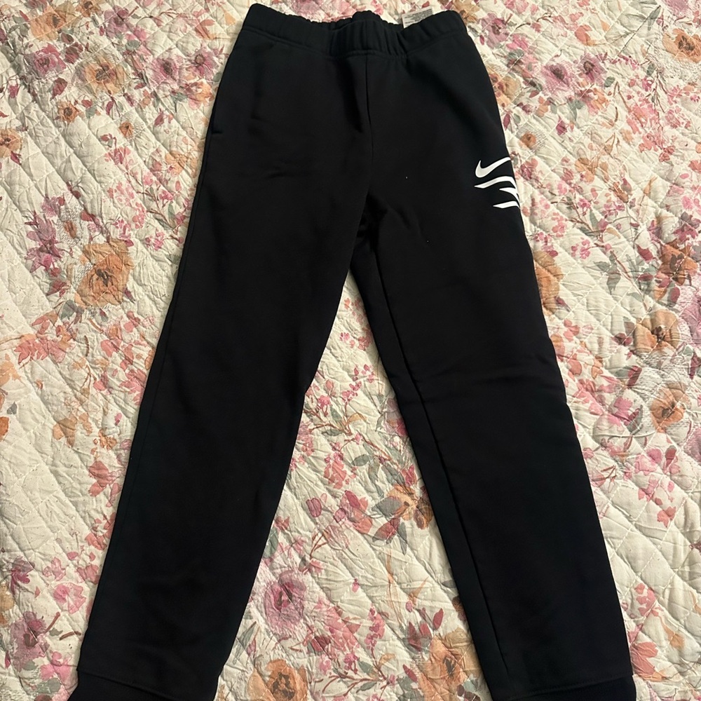 Nike Kids Black Sweatpants with White Logo
